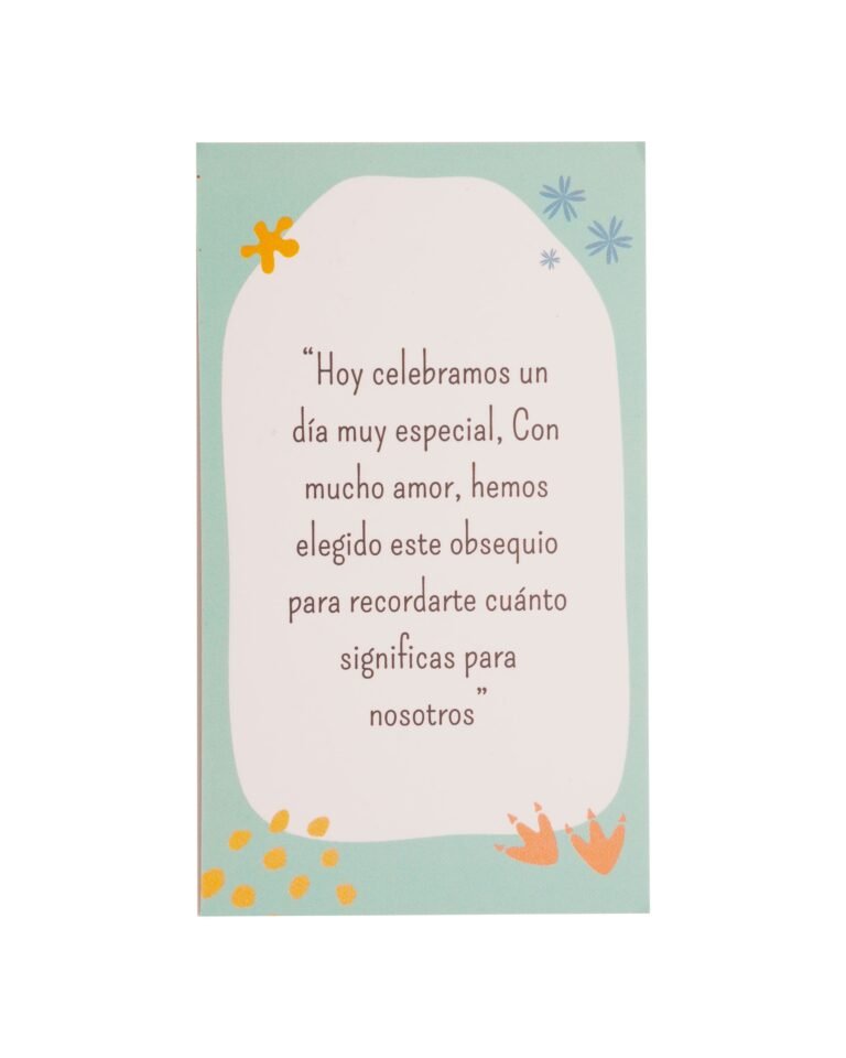 Tarjeta dedicatoria BeBaby con marco verde agua y mensaje impreso